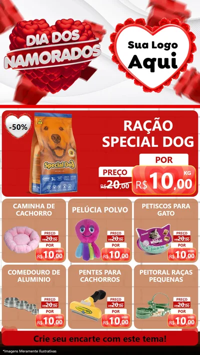 Modelo de Rede Social para Stories com o tema Dia dos Namorados para Pet Shop
