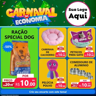 Modelo de Rede Social para Feed Facebook com o tema Carnaval da Economia para Pet Shop