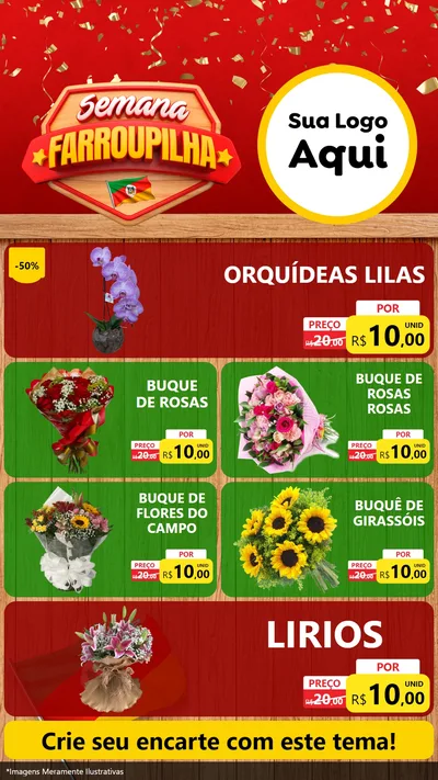 Modelo de TV para TV Vertical com o tema Semana Farroupilha para Floricultura e jardim