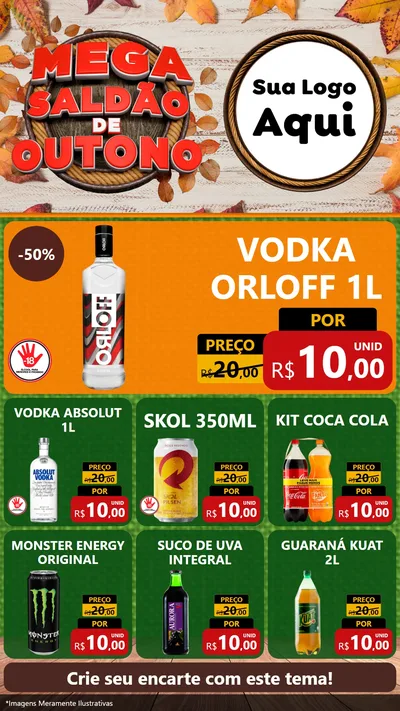 Modelo de Rede Social para Stories com o tema Mega Saldão de Outono para Distribuidora de bebidas