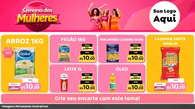 Modelo de TV para TV Horizontal com o tema Semana das Mulheres para Supermercado