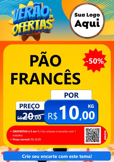 Modelo de Cartaz para Cartaz A4 Vertical com o tema Verão de Ofertas para Padaria