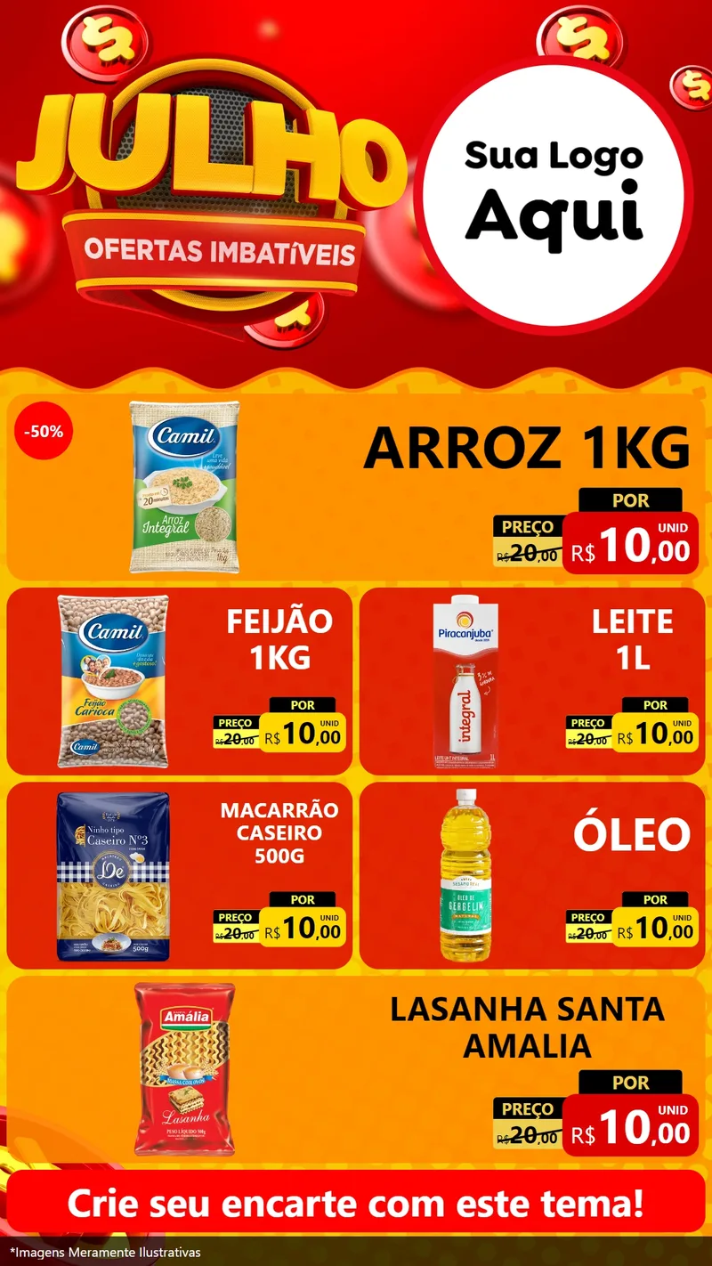 Modelo de TV para TV Vertical com o tema Julho Ofertas Imbatíveis para Supermercado