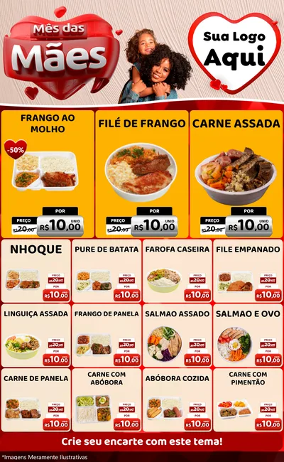 Modelo de Encarte para Encarte Grande com o tema Mês das Mães para Restaurante