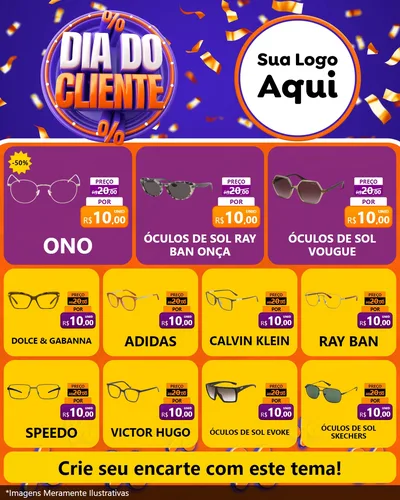 Modelo de Rede Social para Feed Instagram com o tema Dia do Cliente para Óticas