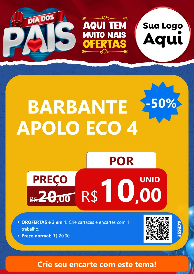 Modelo de Cartaz para Cartaz A4 Vertical com o tema Dia dos Pais para Armarinho e Aviamentos