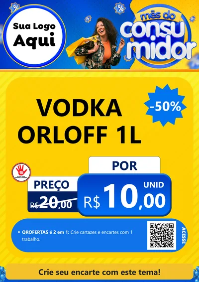 Modelo de Cartaz para Cartaz A4 Vertical com o tema Mês do Consumidor para Distribuidora de bebidas