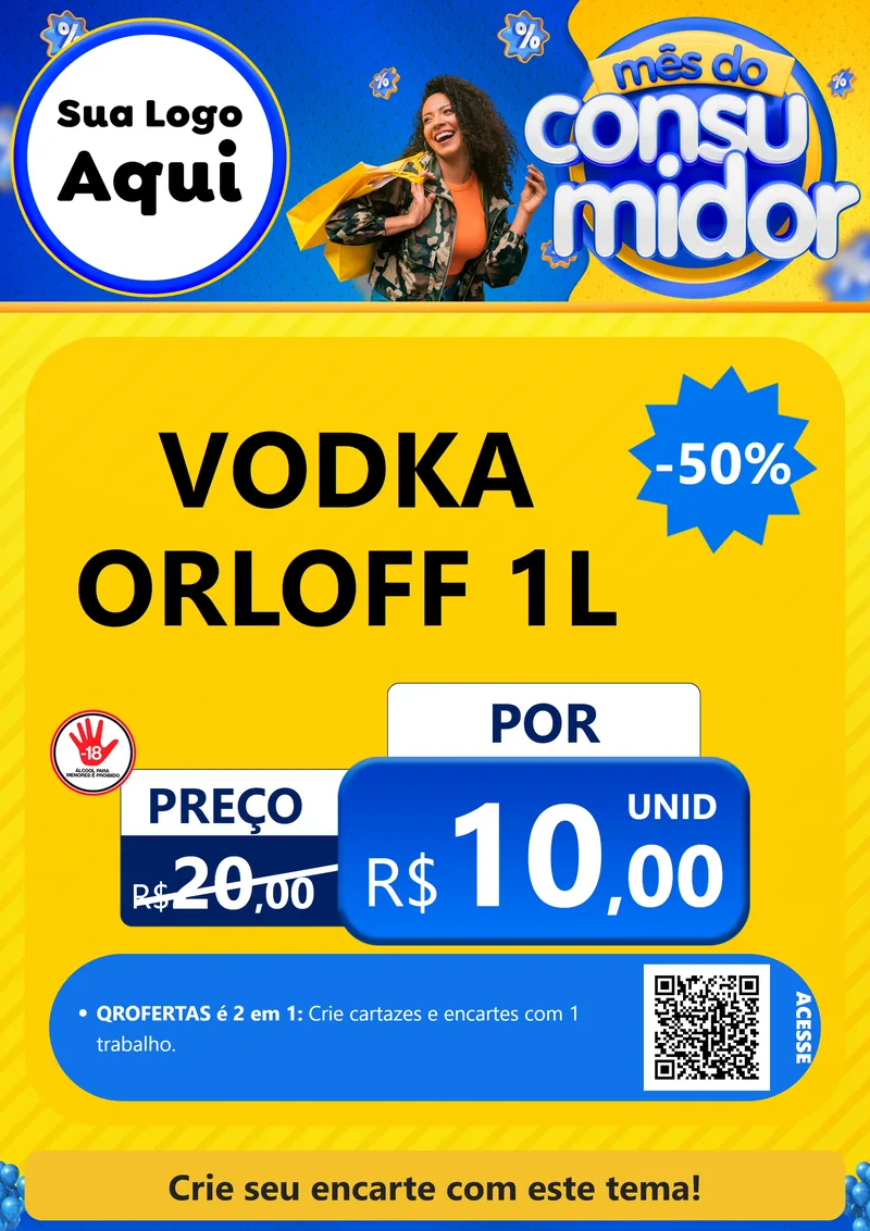 Modelo de Cartaz para Cartaz A4 Vertical com o tema Mês do Consumidor para Distribuidora de bebidas