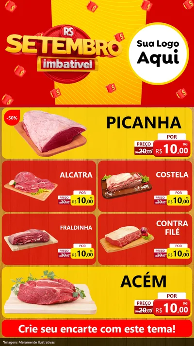 Modelo de TV para TV Vertical com o tema Setembro Imbatível para Açougue
