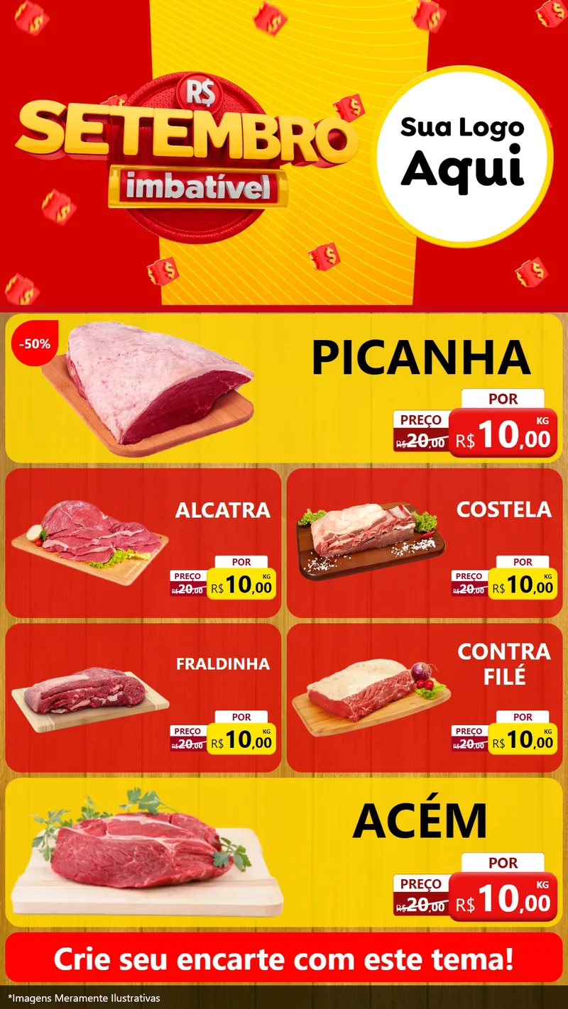 Modelo de TV para TV Vertical com o tema Setembro Imbatível para Açougue