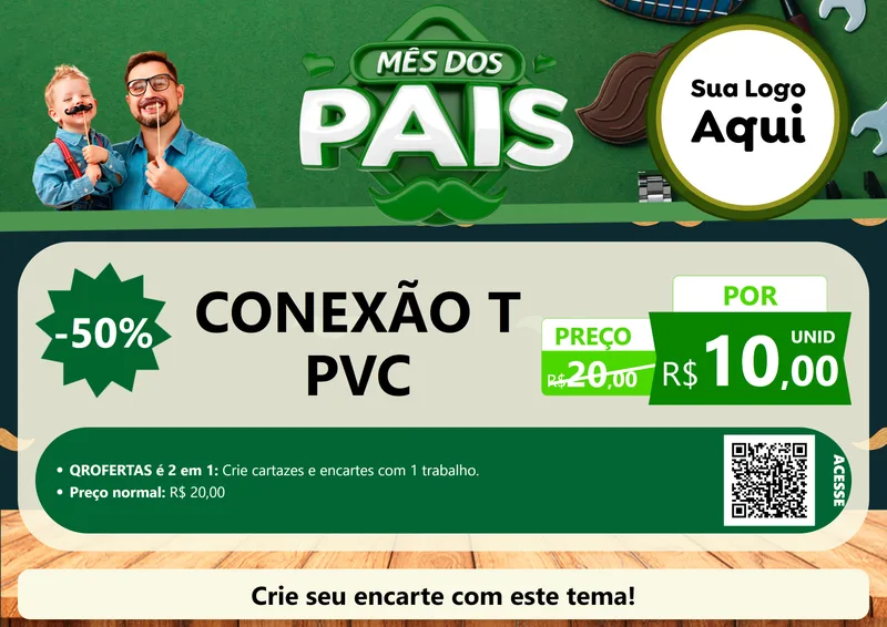 Modelo de Cartaz para Cartaz A4 Horizontal com o tema Mês dos Pais para Tubos e conexões