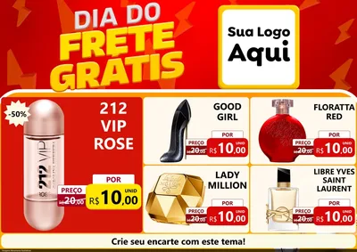 Modelo de Encarte para Encarte A4 Horizontal com o tema Dia do Frete Grátis para Perfumes