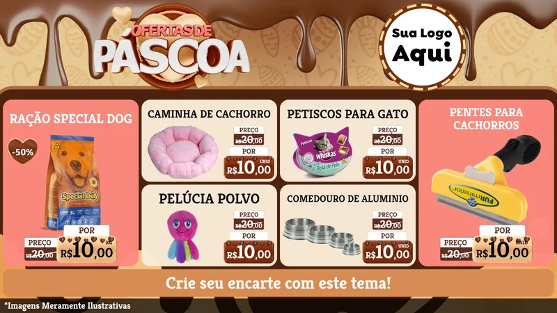 Modelo de TV para TV Horizontal com o tema Ofertas de Páscoa para Pet Shop