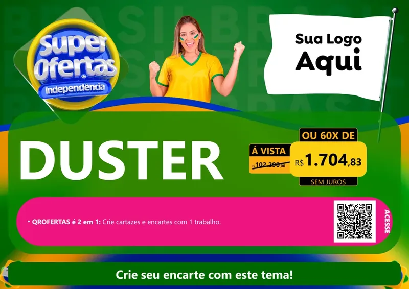 Modelo de Cartaz para Cartaz A4 Horizontal com o tema Super Ofertas de Independência para Concessionaria de Carros