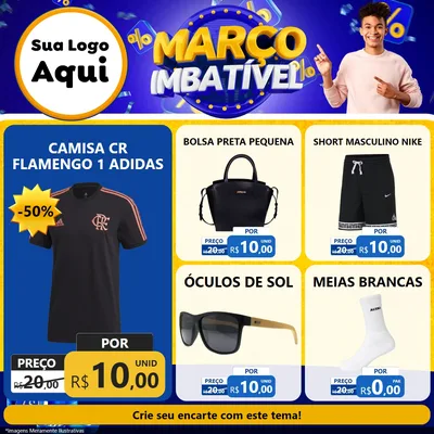 Modelo de Rede Social para Feed Facebook com o tema Março Imbatível para Roupas e acessórios