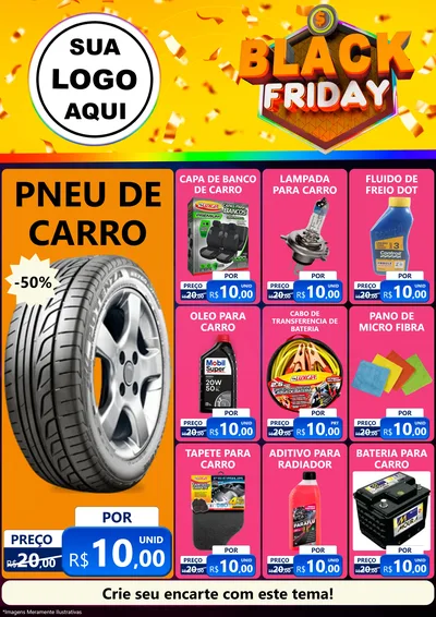 Modelo de Encarte para Encarte A4 Vertical com o tema Black Friday para Auto peças