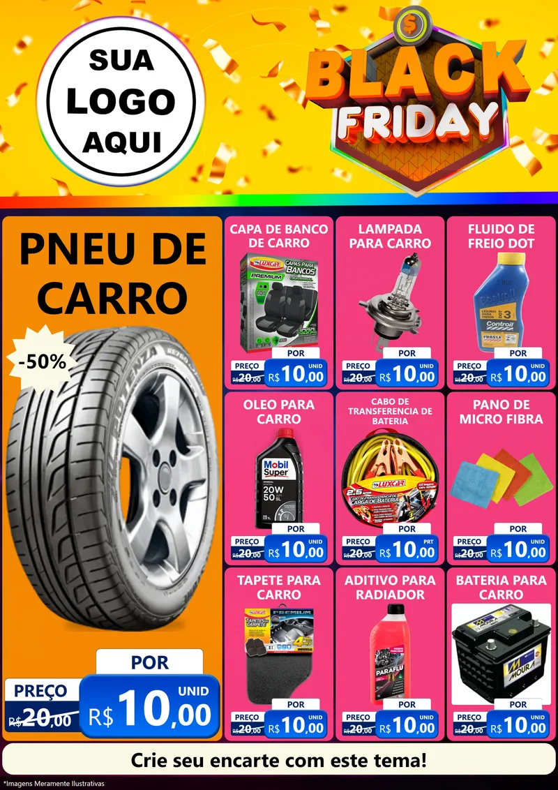 Modelo de Encarte para Encarte A4 Vertical com o tema Black Friday para Auto peças