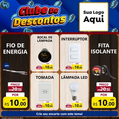 Modelo de Rede Social para Feed Facebook com o tema Clube de Descontos para Materiais Elétricos