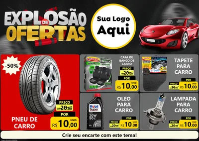 Modelo de Encarte para Encarte A4 Horizontal com o tema Explosão de Ofertas para Auto peças
