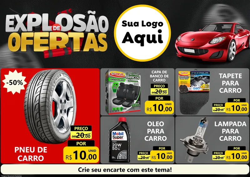 Modelo de Encarte para Encarte A4 Horizontal com o tema Explosão de Ofertas para Auto peças