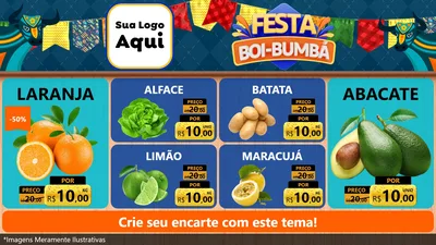 Modelo de TV para TV Horizontal com o tema Festa Boi Bumbá para Hortifrúti