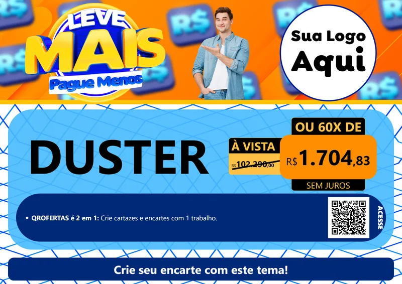 Modelo de Cartaz para Cartaz A4 Horizontal com o tema Leve Mais, Pague Menos para Concessionaria de Carros
