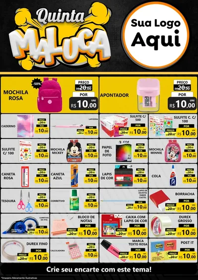 Modelo de Encarte para Encarte A4 Vertical com o tema Quinta Maluca para Papelaria