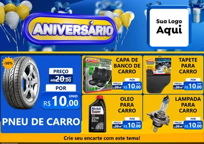 Modelo de Encarte para Encarte A4 Horizontal com o tema Aniversário para Auto peças