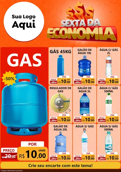 Modelo de Encarte para Encarte A4 Vertical com o tema Sexta da Economia para Água e gás