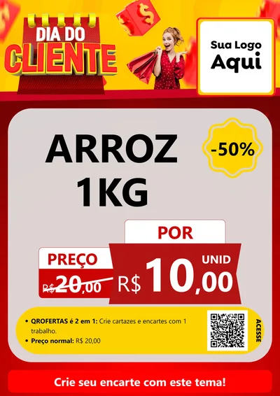 Modelo de Cartaz para Cartaz A4 Vertical com o tema Dia do Cliente para Supermercado