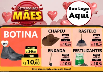 Modelo de Encarte para Encarte A4 Horizontal com o tema Semana das Mães para Agropecuária