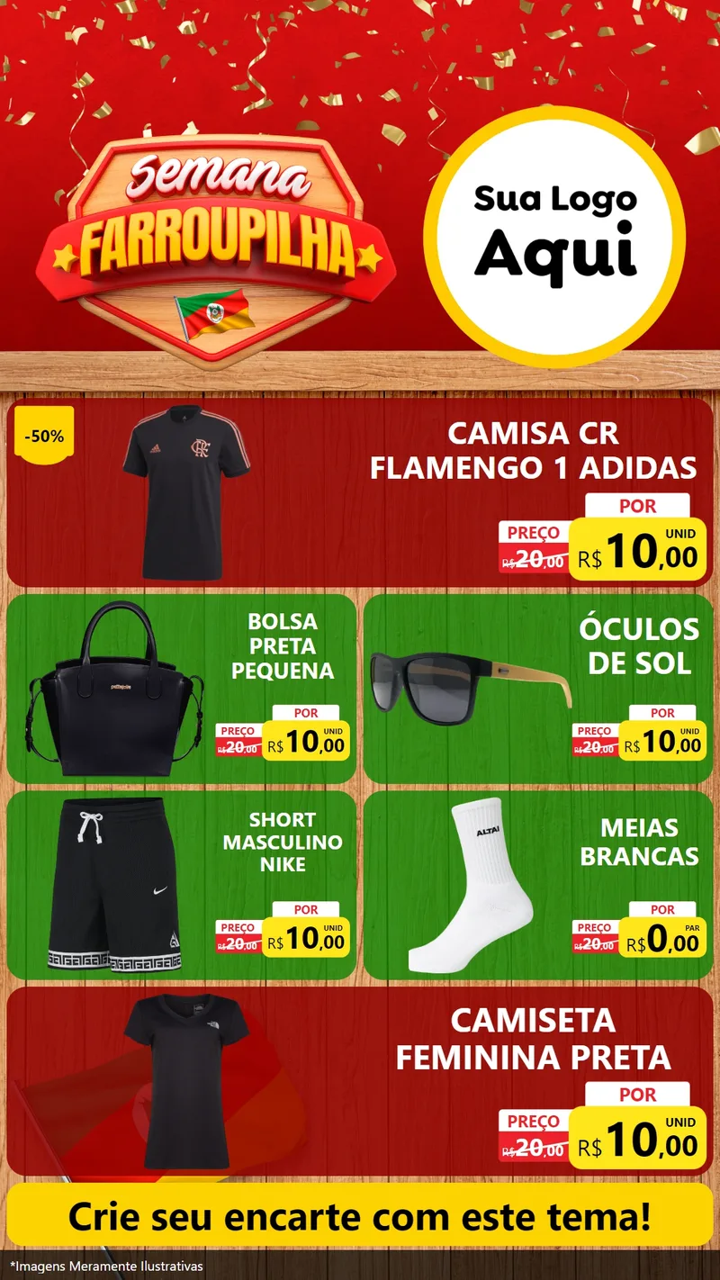 Modelo de TV para TV Vertical com o tema Semana Farroupilha para Roupas e acessórios