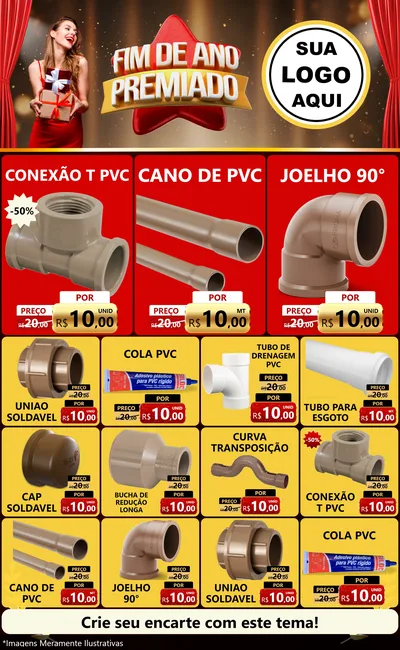 Modelo de Encarte para Encarte Grande com o tema Fim de Ano Premiado para Tubos e conexões