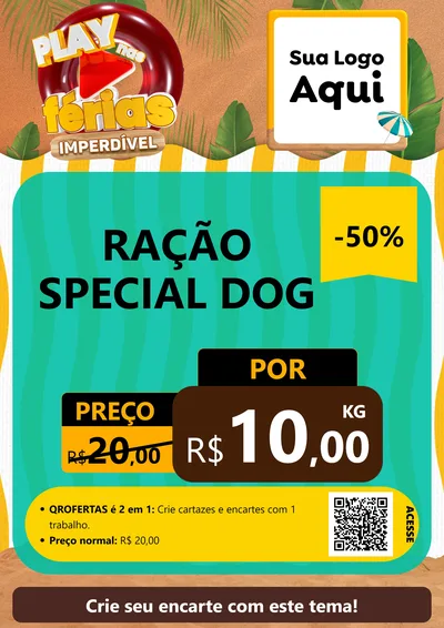 Modelo de Cartaz para Cartaz A4 Vertical com o tema Play Nas Férias Imperdível para Pet Shop