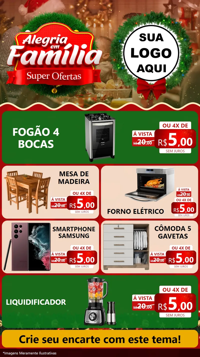 Modelo de TV para TV Vertical com o tema Alegria Em Família - Super Ofertas para Móveis e Eletro