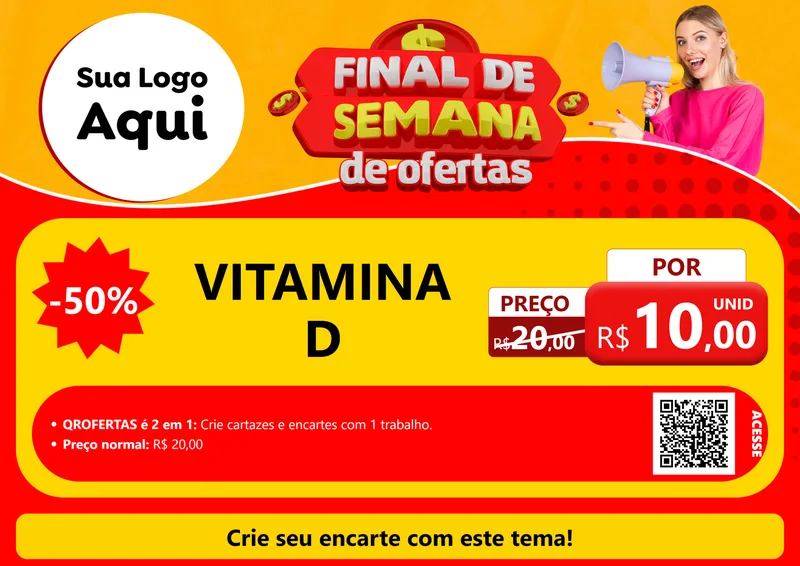 Modelo de Cartaz para Cartaz A4 Horizontal com o tema Final de Semana de Ofertas para Farmácia
