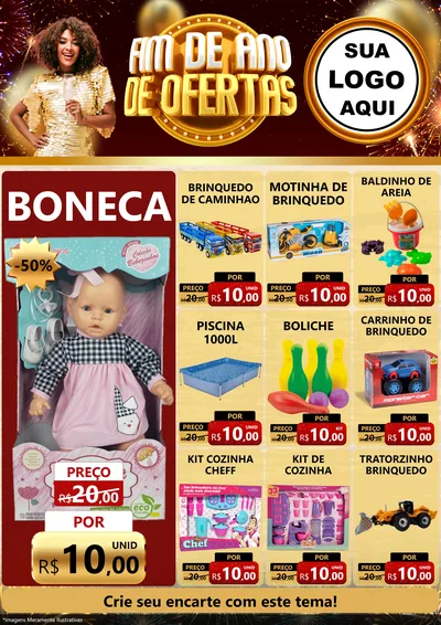 Modelo de Encarte para Encarte A4 Vertical com o tema Fim de Ano de Ofertas para Brinquedos
