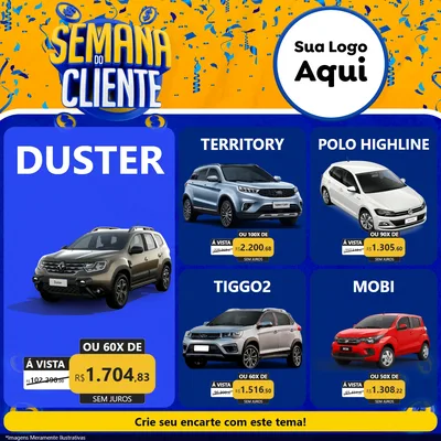Modelo de Rede Social para Feed Facebook com o tema Semana do Cliente para Concessionaria de Carros