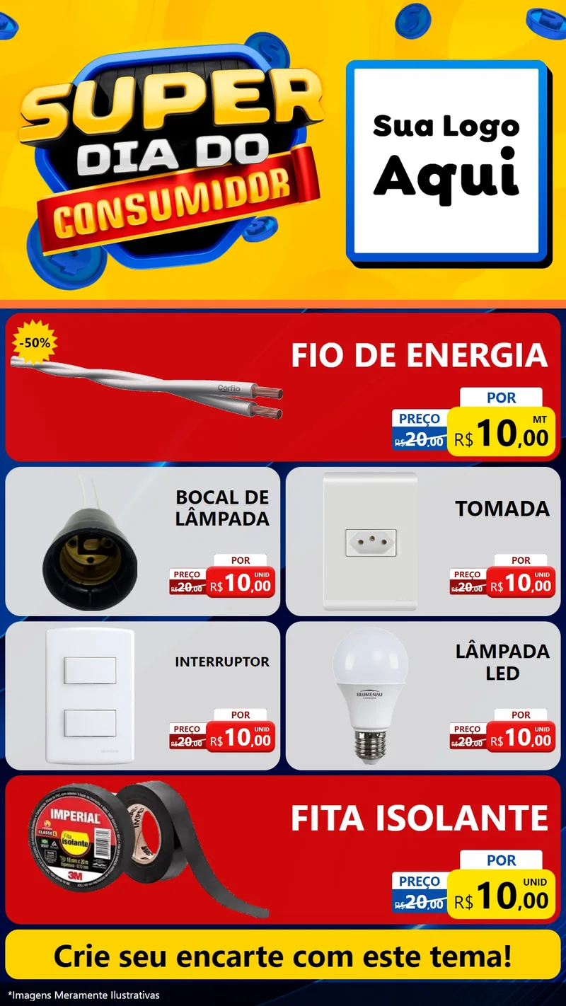 Modelo de TV para TV Vertical com o tema Super Dia do Consumidor para Materiais Elétricos