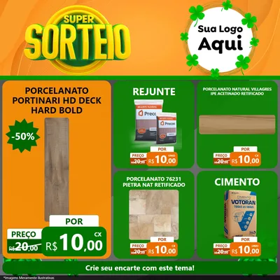 Modelo de Rede Social para Feed Facebook com o tema Super Sorteio para Pisos e revestimentos
