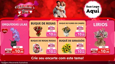 Modelo de TV para TV Horizontal com o tema Valentine's Day para Floricultura e jardim