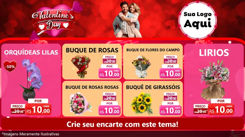 Modelo de TV para TV Horizontal com o tema Valentine's Day para Floricultura e jardim
