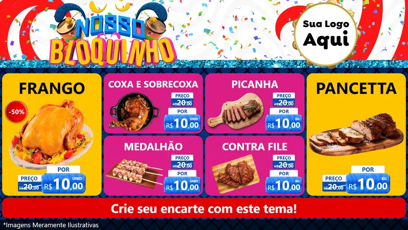 Modelo de TV para TV Horizontal com o tema Nosso Bloquinho para Assados