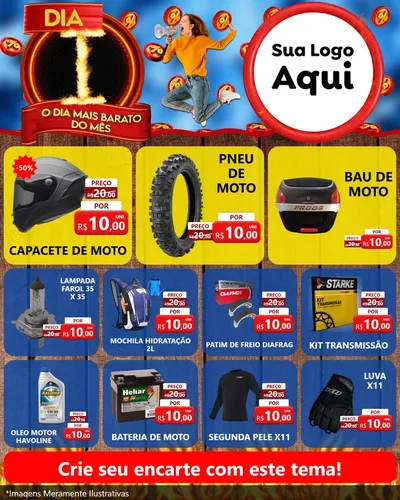 Modelo de Rede Social para Feed Instagram com o tema Dia I - O Dia Mais Barato Do Mês para Moto peças