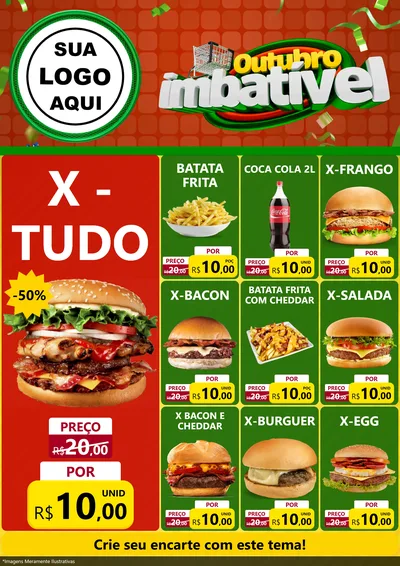 Modelo de Encarte para Encarte A4 Vertical com o tema Outubro Imbatível para Hamburgueria