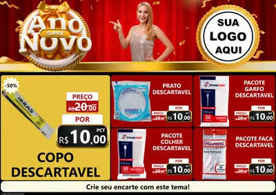 Modelo de Encarte para Encarte A4 Horizontal com o tema Super Ano Novo para Embalagens