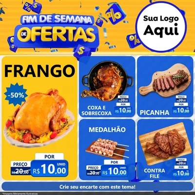 Modelo de Rede Social para Feed Facebook com o tema Fim de Semana de Ofertas para Assados