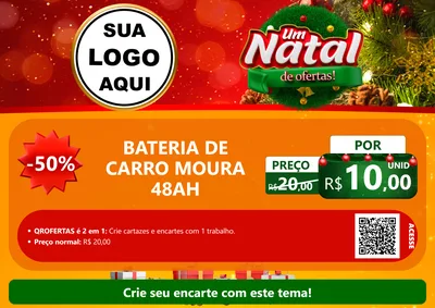 Modelo de Cartaz para Cartaz A4 Horizontal com o tema Um Natal de Ofertas para Baterias Elétricas