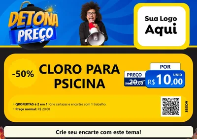 Modelo de Cartaz para Cartaz A4 Horizontal com o tema Detona Preços para Produtos para Piscina