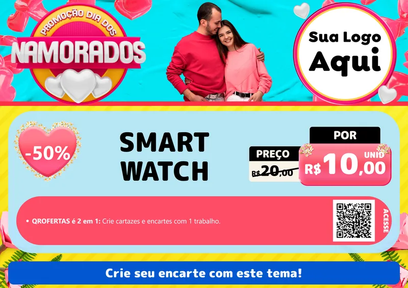 Modelo de Cartaz para Cartaz A4 Horizontal com o tema Promoção Dia dos Namorados para Informática